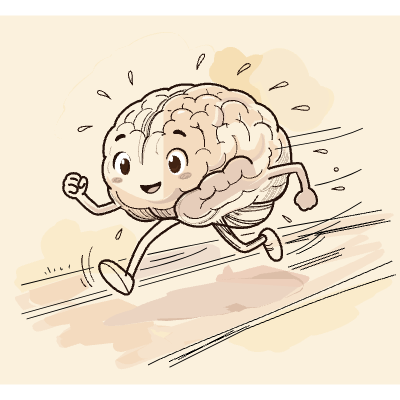 A cheerful brain sprinting